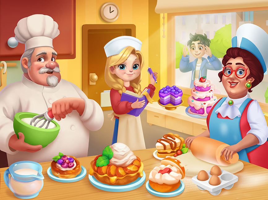 Кондитеры готовят десерты на кухне Candy Valley